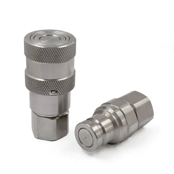 3/8″ Body Size ISO 16028 Stainless Steel Flat Face Quick Coupling Set with G 3/8" (BSPP) Thread