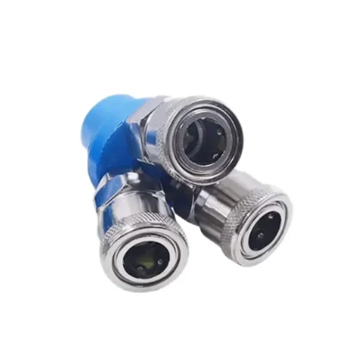 3 Way Pneumatic Air Hose Fitting 1/4" 1/2" Quick Coupler Manifold Connector